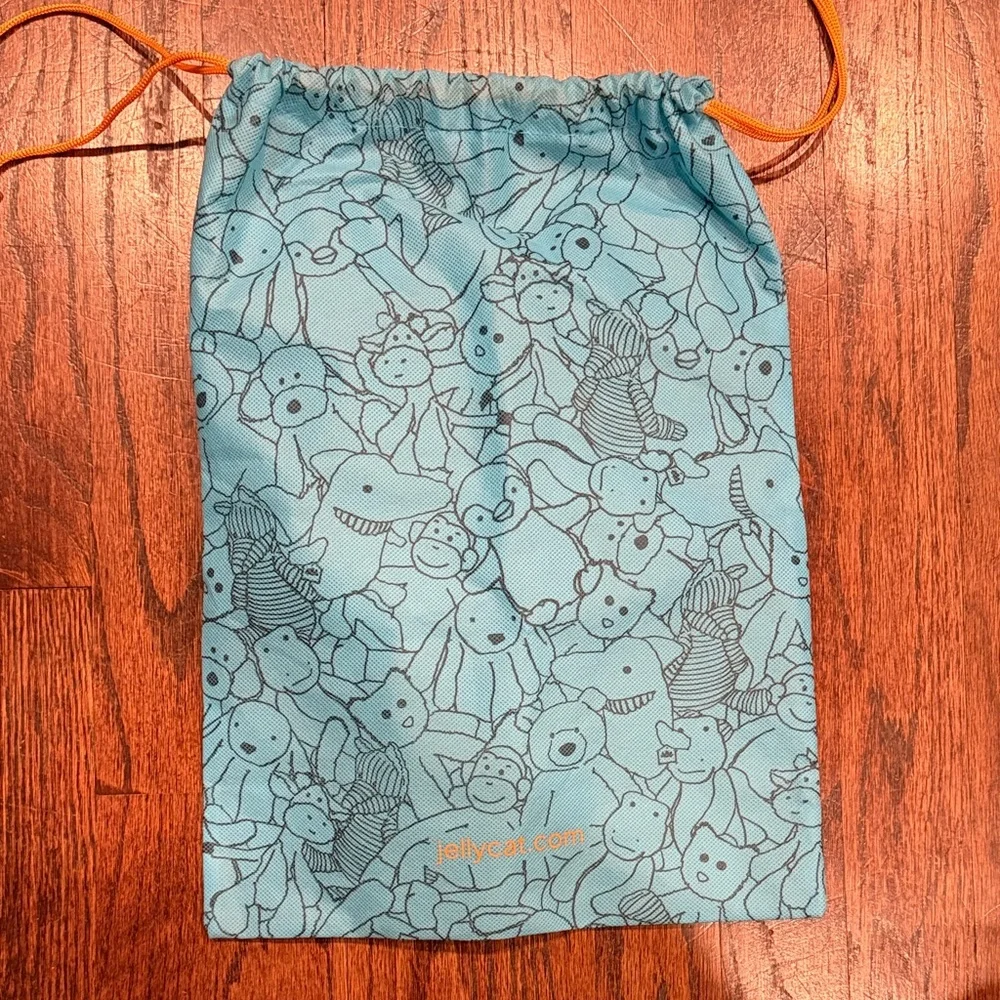 Jellycat Light Blue Toy-Print Drawstring Bag with Yellow Cords